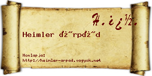 Heimler Árpád névjegykártya